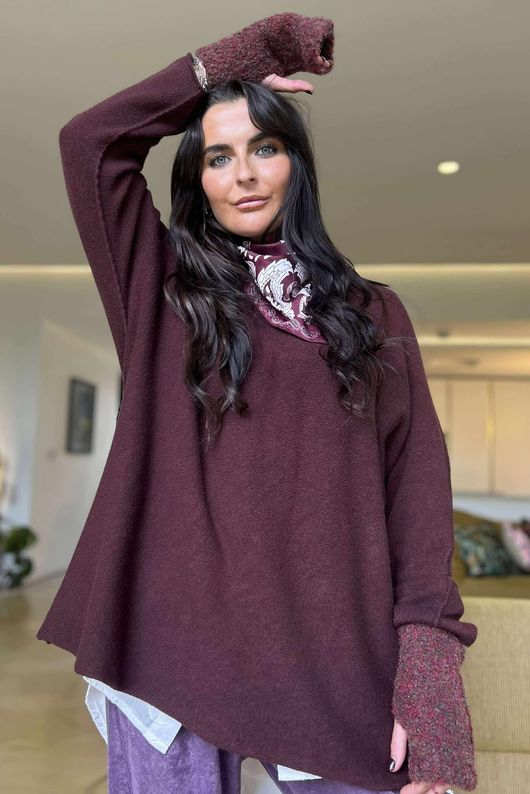 Conrad Oversized Boxy Knit Maroon /20=